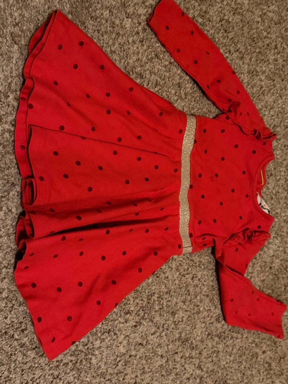 Mini Boden Red Polka Dot Top with Crew Neck